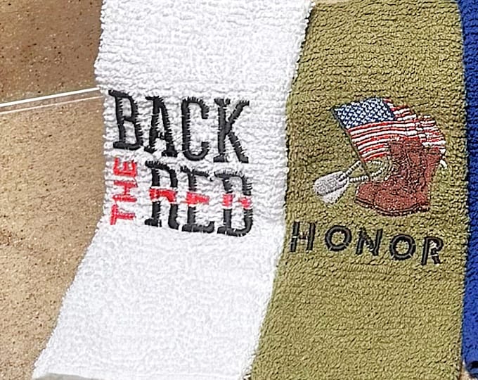 First Responder Embroidered Custom Patriotic Hand Towel Gift Bathroom Home Decor Soldier Firefighter Police Kitchen Towel set