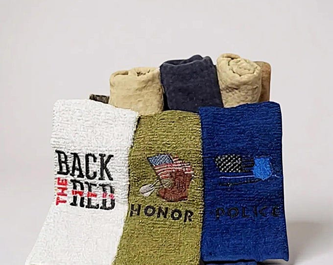 First Responder Embroidered Custom Patriotic Hand Towel Gift Bathroom Home Decor Soldier Firefighter Police Kitchen Towel set