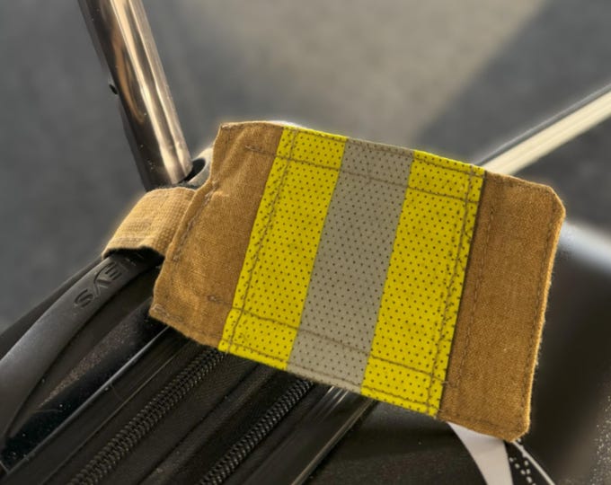 Firefighter gear luggage tag handmade reflective travel ID custom turnout bag identifier durable suitcase label aviation backpack accessory