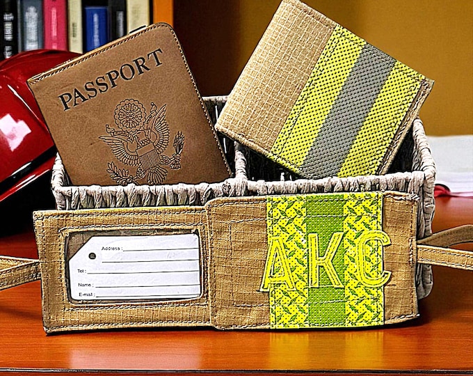 Firefighter Travel Essential Gift Set for Holiday Getaway ID Tag Luggage Personalized Fireman Custom Suitcase Identifier Handmade Wallet