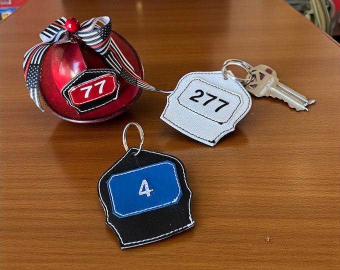 Personalized Firefighter keychain fire gear badge station number charm custom first responder unique gift for fireman keepsake accessory