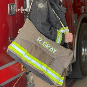 Custom firefighter laptop turnout big gear bag personalized fireman gift bunker gear first responder duffle rugged durable equipment bag