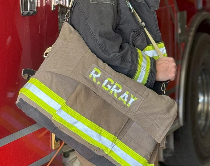 Custom firefighter laptop turnout big gear bag personalized fireman gift bunker gear first responder duffle rugged durable equipment bag