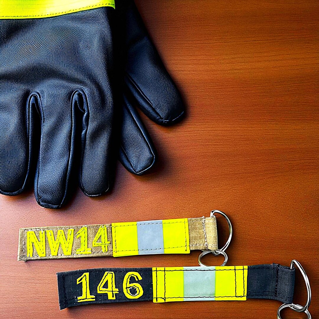 Firefighter Key Fob Fire Gear Handmade Recycled Fire Gear Key Ring Gift ...