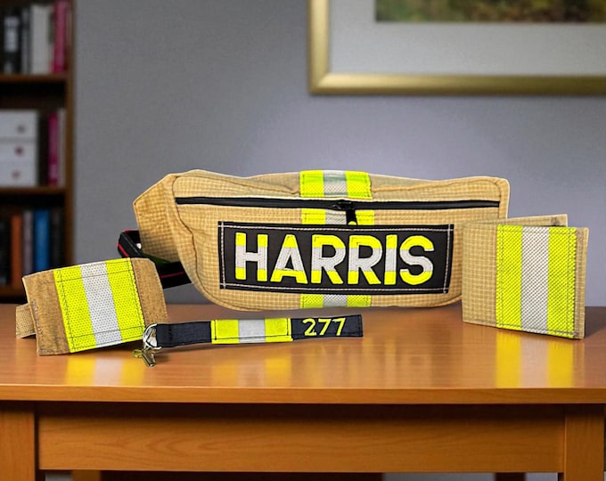 Personalized Firefighter Travel Bundle Gift Set First Responder Retirement Present Custom Fanny Pack Handmade Key Chain