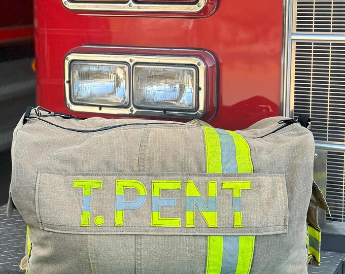 Bunker Gear Duffle Fireman Strap Personalized Luggage Repurposed Bag Custom Travel Firefighter Sustainable Durable Spacious Bag
