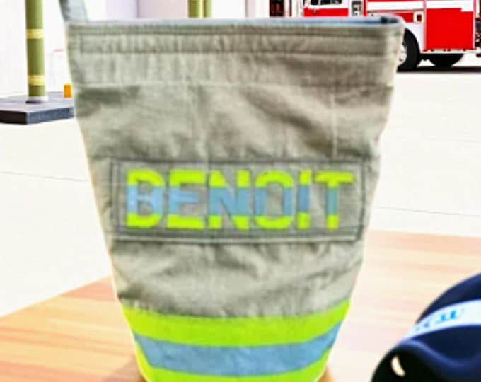 SCBA mask personalized bag Firefighter turnout gear pouch handmade rescue equipment storage rugged reflective bunker fabric custom gift