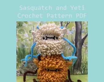 Sasquatch and Yeti Crochet Pattern, Amigurumi, PDF