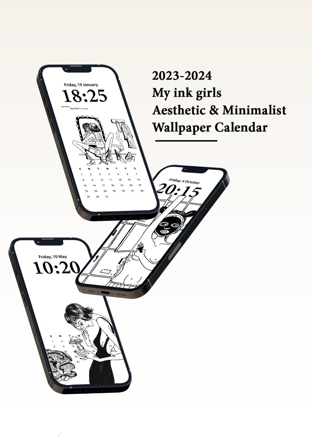20232024 iPhone Calendar Wallpaperwallpaper Organizer Etsy