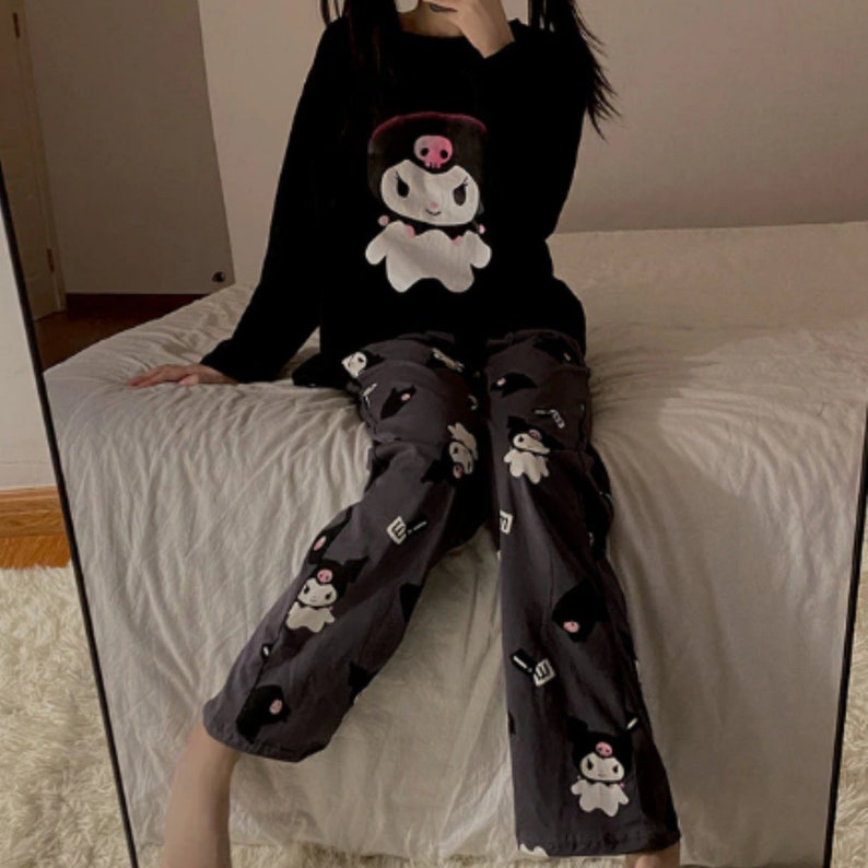 Kawaii Japanese Kitty Cat Pajama Pants Fuzzy Anime Matching Couple