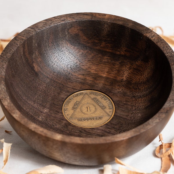 Sobriety Chip Key Bowl - Walnut