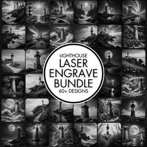 60+ Lighthouse Laser Engraving PNG Files for Slate Coaster, Entire Shop Sale, Laser Engraving Files, Laser Ready, Laser Cut, Laser Burn