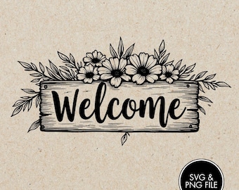 Archivos PNG SVG de tabla de cortar de bienvenida, archivos de grabado láser, grabado láser, listo para láser, archivo de corte láser, PNG de grabado láser, LightBurn