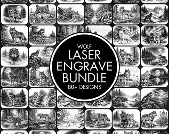 80+ Wolf Laser Engraving PNG Files Bundle, Laser Burn Bundle, Entire Shop Sale, Laser Ready, Wood Burn Files, Laser Burn PNG Files