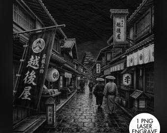 Japanese Laser Engraving PNG, Slate Engraving PNG, Laser Burning, Laser Ready, Slate Coaster PNG, Laser Burn File, LightBurn