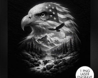 Eagle American Flag Laser Engraving PNG, Slate Engraving PNG, Laser Burning, Laser Ready, Slate Coaster PNG, Laser Burn File, LightBurn