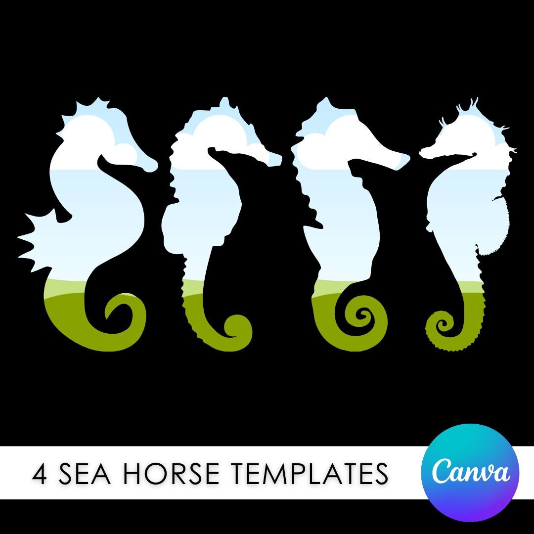 Canva Sea Horse Template Editable Sea Horse Template Canva Template