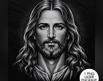 Jesus Laser Engraving PNG, Slate Engraving PNG, Laser Burning, Laser Ready, Slate Coaster PNG, Laser Burn File, LightBurn