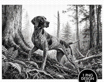 German Pointer Engraving PNG File, Laser Engraving Files, Laser Burning, Laser Ready, Laser Cut File, Laser Burn PNG, LightBurn