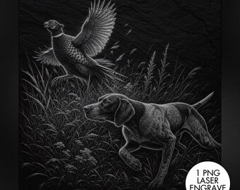 German Pointer Laser Engraving PNG, Slate Engraving PNG, Laser Burning, Laser Ready, Slate Coaster PNG, Laser Burn File, LightBurn