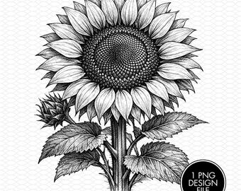 Sunflower Engraving PNG File, Laser Engraving Files, Laser Burning, Laser Ready, Laser Cut File, Laser Burn PNG, LightBurn, Glowforge