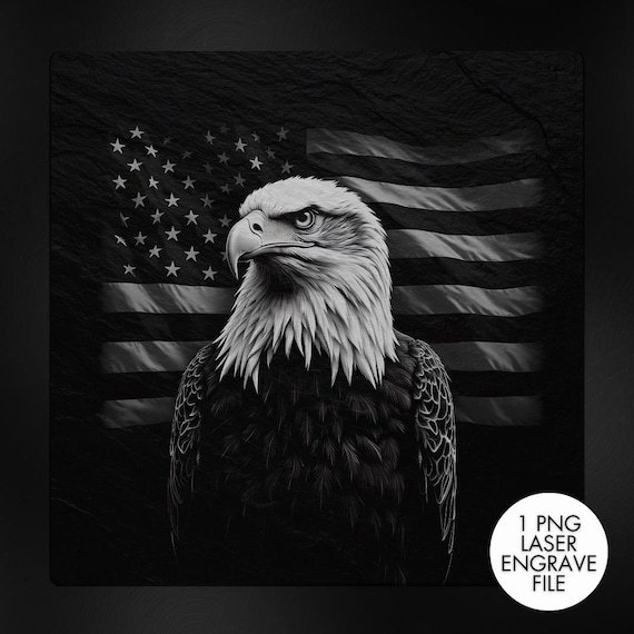Eagle American Flag Laser Engraving PNG, Slate Engraving PNG
