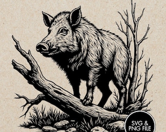 Wild Boar Cutting Board PNG SVG Files, Laser Engraving Files, Laser Burning, Laser Ready, Laser Cut File, Laser Burn PNG