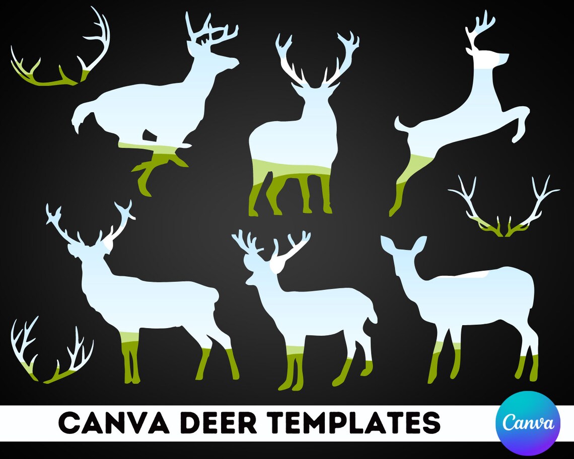 Canva Deer Templates Editable Deer Template Canva Template Etsy