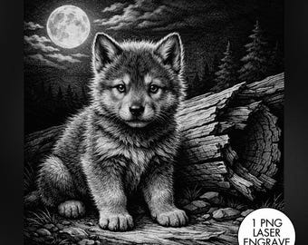 Wolf Laser Engraving PNG, Slate Engraving PNG, Laser Burning, Laser Ready, Slate Coaster PNG, Laser Burn File, LightBurn