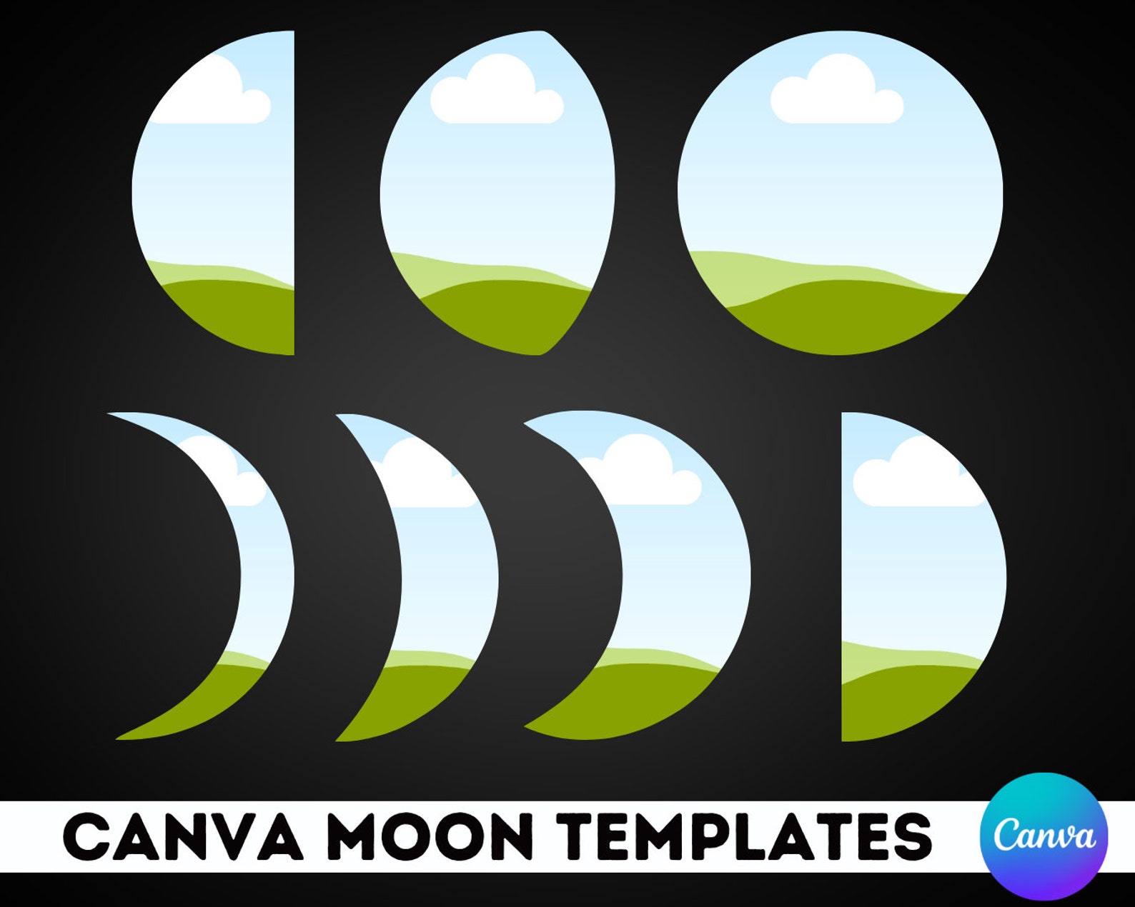 Canva Moon Phases Template, Editable Moon Template, Canva Template Canva Moon Phases Template, Editable Moon Template, Canva Template