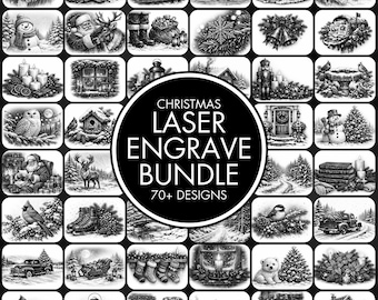 70+ Christmas Laser Engraving PNG Files Bundle, Laser Burn Bundle, Entire Shop Sale, Laser Ready, Wood Burn Files, Laser Burn PNG Files