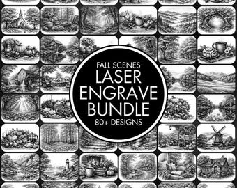 80+ Fall Scenes Laser Engraving PNG Files Bundle, Laser Burn Bundle, Entire Shop Sale, Laser Ready, Wood Burn Files, Laser Burn PNG Files