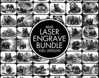 100+ Bear Laser Engraving PNG Files Bundle, Laser Burn Bundle, Entire Shop Sale, Laser Ready, Wood Burn Files, Laser Burn PNG Files
