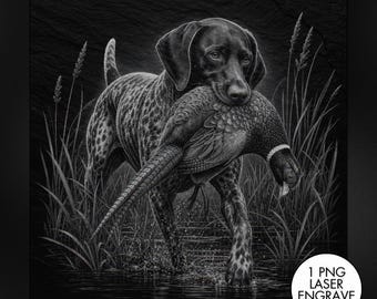 German Pointer Laser Engraving PNG, Slate Engraving PNG, Laser Burning, Laser Ready, Slate Coaster PNG, Laser Burn File, LightBurn