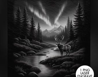 Deer Laser Engraving PNG, Slate Engraving PNG, Laser Burning, Laser Ready, Slate Coaster PNG, Laser Burn File, LightBurn