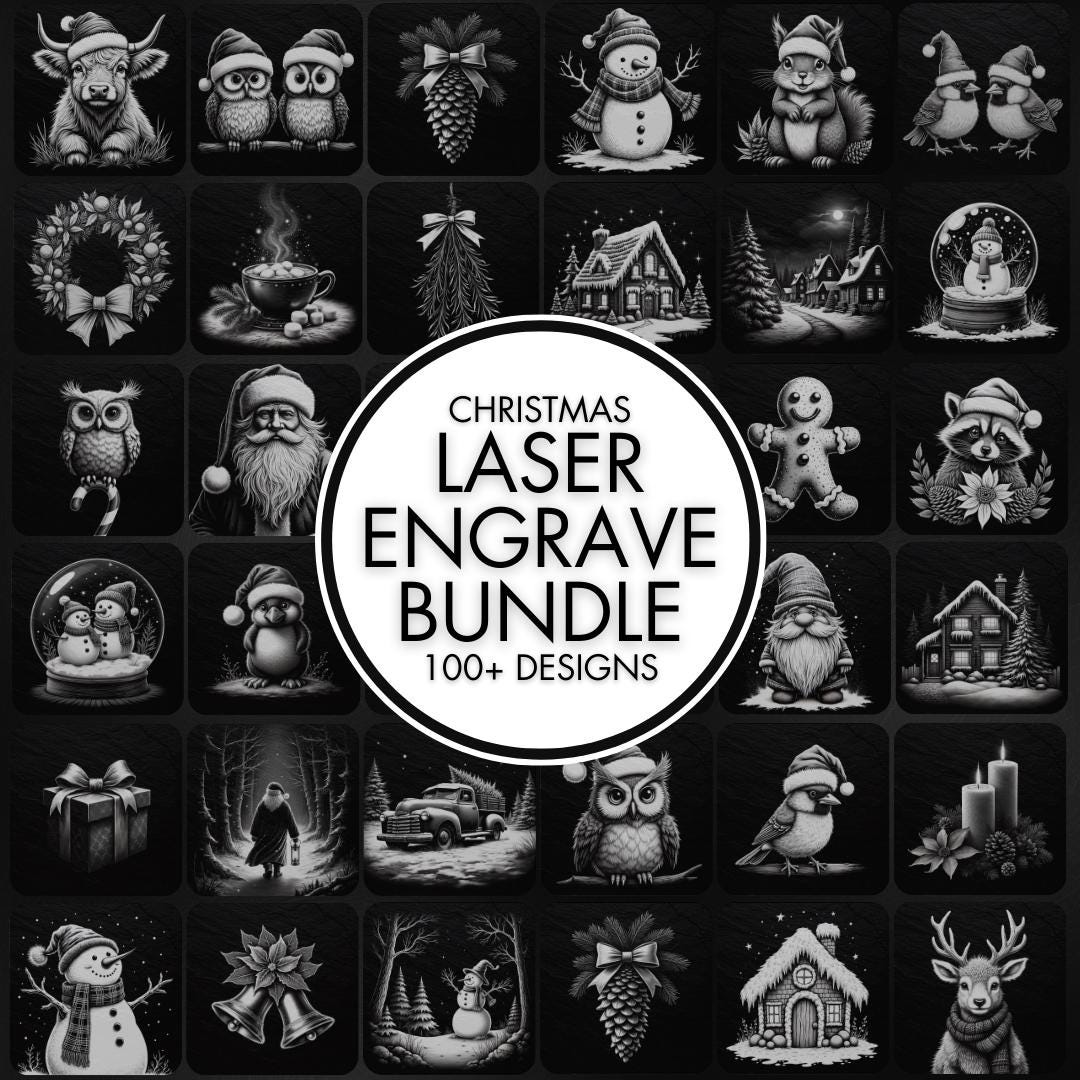 100+ Christmas Laser Engraving PNG Files for Slate Coaster, Entire Shop ...