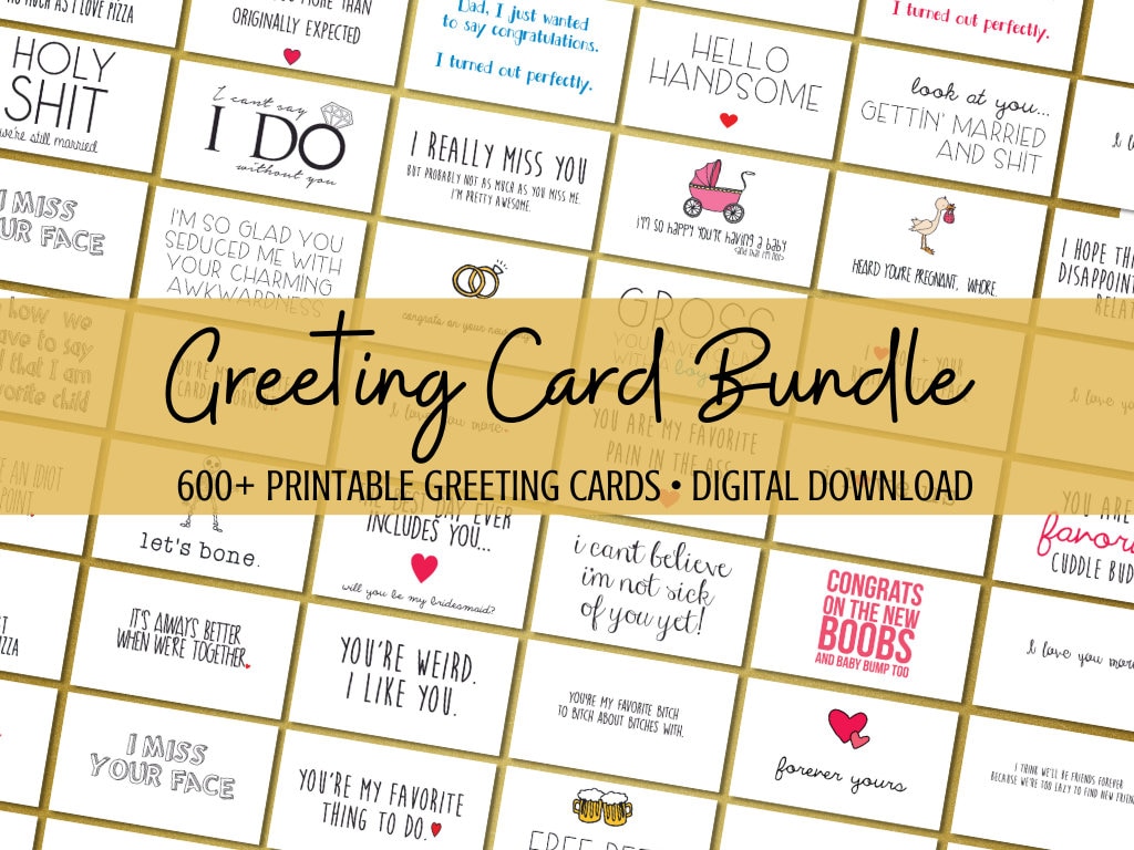 600 Digital Greeting Cards Bundle, Printable Greeting Cards Bundle