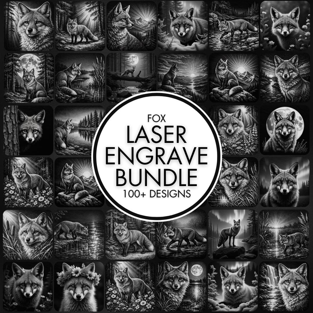 Claser 100+ Fox Laser Engraving PNG Files for Slate Coaster, Entire Shop Sale ...