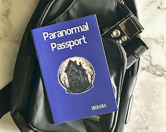 Pasaporte y calcomanías para la caza de fantasmas en Indiana / Guía de lugares embrujados / Sitios de investigación paranormal / Regalo para cazadores de fantasmas