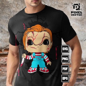 Chucky Svg, Funko, Chucky Horror movie svg, Halloween Svg, Movie Character Killer Svg,  Childs play design,  cricut, eps, svg, pdf, png