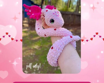 Patrón de crochet de Velaria, la pitón enamorada, serpiente amigurumi, serpiente de peluche, patrón de serpiente, serpiente, patrón de peluche