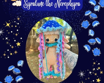 Syralune the Nerephyra Crochet Pattern, Fantasy Fae, Amigurumi Fairy, Jellyfish Fae, Plush Pattern, Veiled Courts Pattern, Jellyfish, Plush