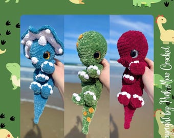 The Dino Trio Snuggler Crochet Pattern, Dinosaur, Lovey, Crochet Dinosaur, Amigurumi Dino, Plush Dino, Plush Pattern