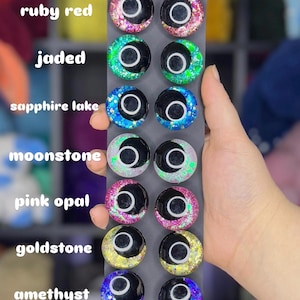 Pares individuais de crochê amigurumi pintados à mão glitter afundador olhos de segurança - cartão 3