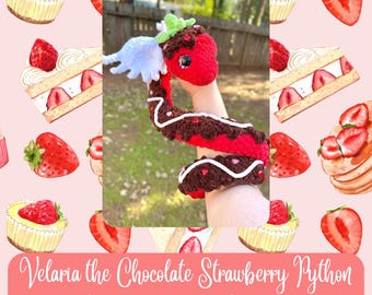 Veloria die Schoko-Erdbeere Python Mod Häkelanleitung, Amigurumi Schlange, Gefüllte Schlange Plüsch, Schlange, Plush Pattern