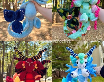 The Veiled Courts Series: The Elemental Fairy Dragons Crochet Pattern Bundle, Fantasy Pattern, Dragon Patterns, Amigurumi Dragons
