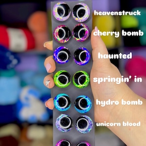 Pares individuales de ojos de seguridad con plomada y purpurina pintados a mano hechos a mano con crochet Amigurumi - Tarjeta 4