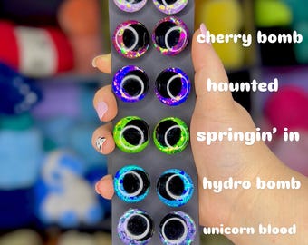 Individual Pairs of Crochet Amigurumi Handpainted Glitter Sinker Safety Eyes - Card 4