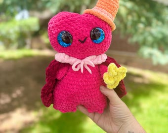 Whimsical Wizard Frog Plushie, Amigurumi, 100% Handmade, Amigurumi Frog, Doll, Whimsy Crochet, Magical, Fantasy Frog, Frog Crochet