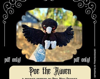 Patrón de crochet para acurrucarse con Poe el cuervo